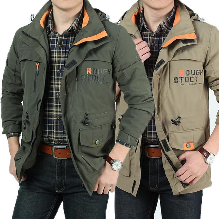 Herren Fieldjacke mit Mesh-Innenfutter, Kapuze und Multifunktions‑Taschen Drune