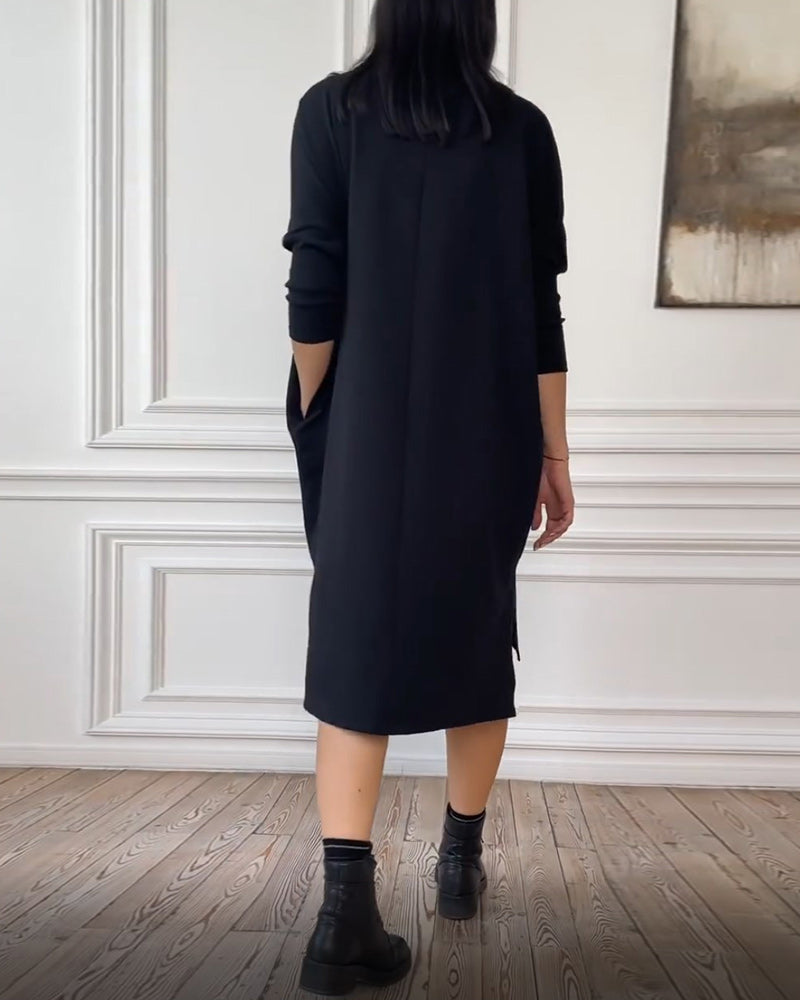 Drune | Schlichtes Bedrucktes Kleid mit Seitenschlitzen