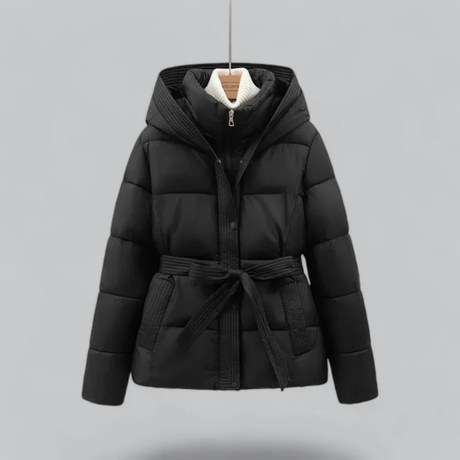 Drune | Gürtelte Daunenjacke Kapuzen Steppjacke mit Taillengürtel