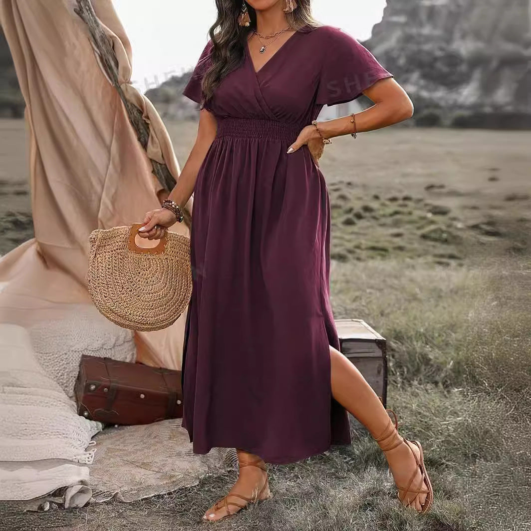 Drune | Elegantes Kurzarmkleid Mit Chorkragen