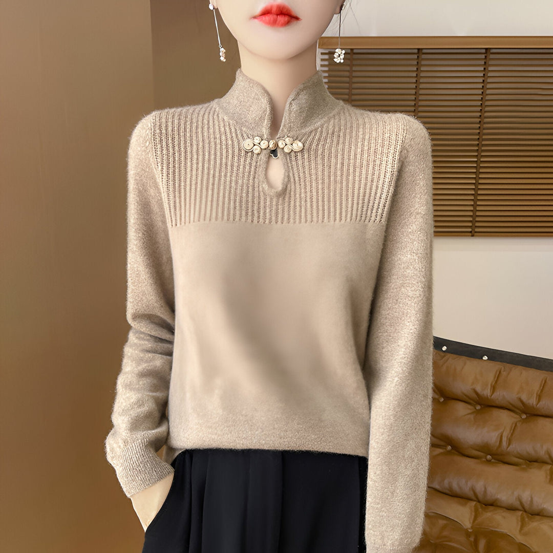 Drune | Eleganter Merino-Wollpullover im chinesischen Stil