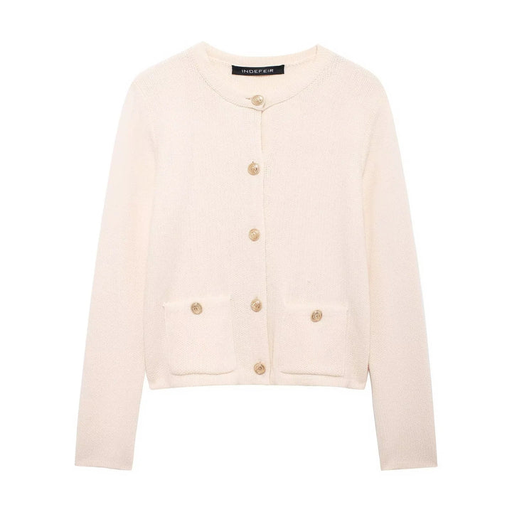 Drune | Lässiger Cardigan mit goldenem Knopfverschluss für Damen