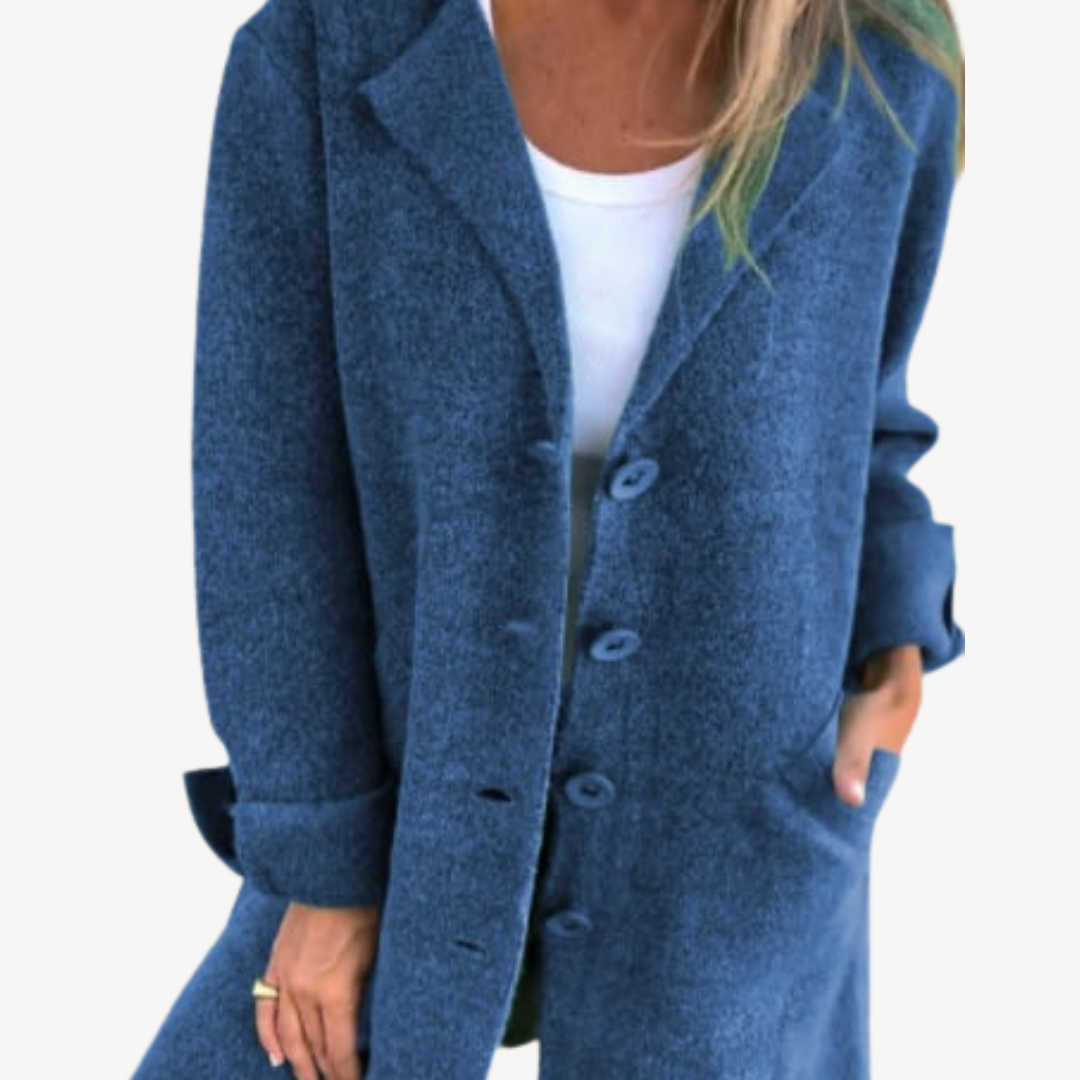 Drune | Frauen Wollmischung Langjacke mit Knopfverschluss