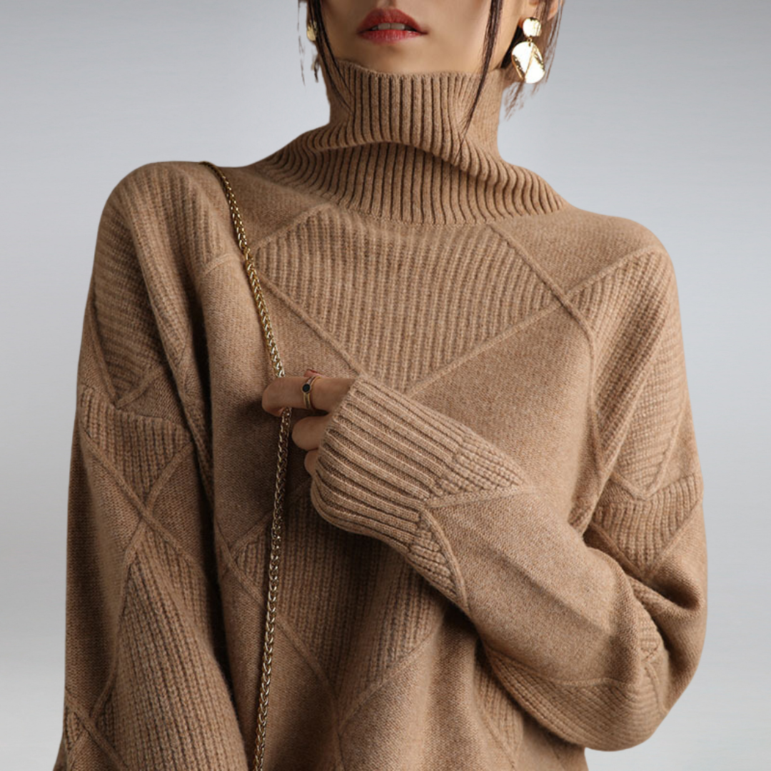 Drune | Damenpullover - Kaschmir Rollkragen Lockere Passform Pullover