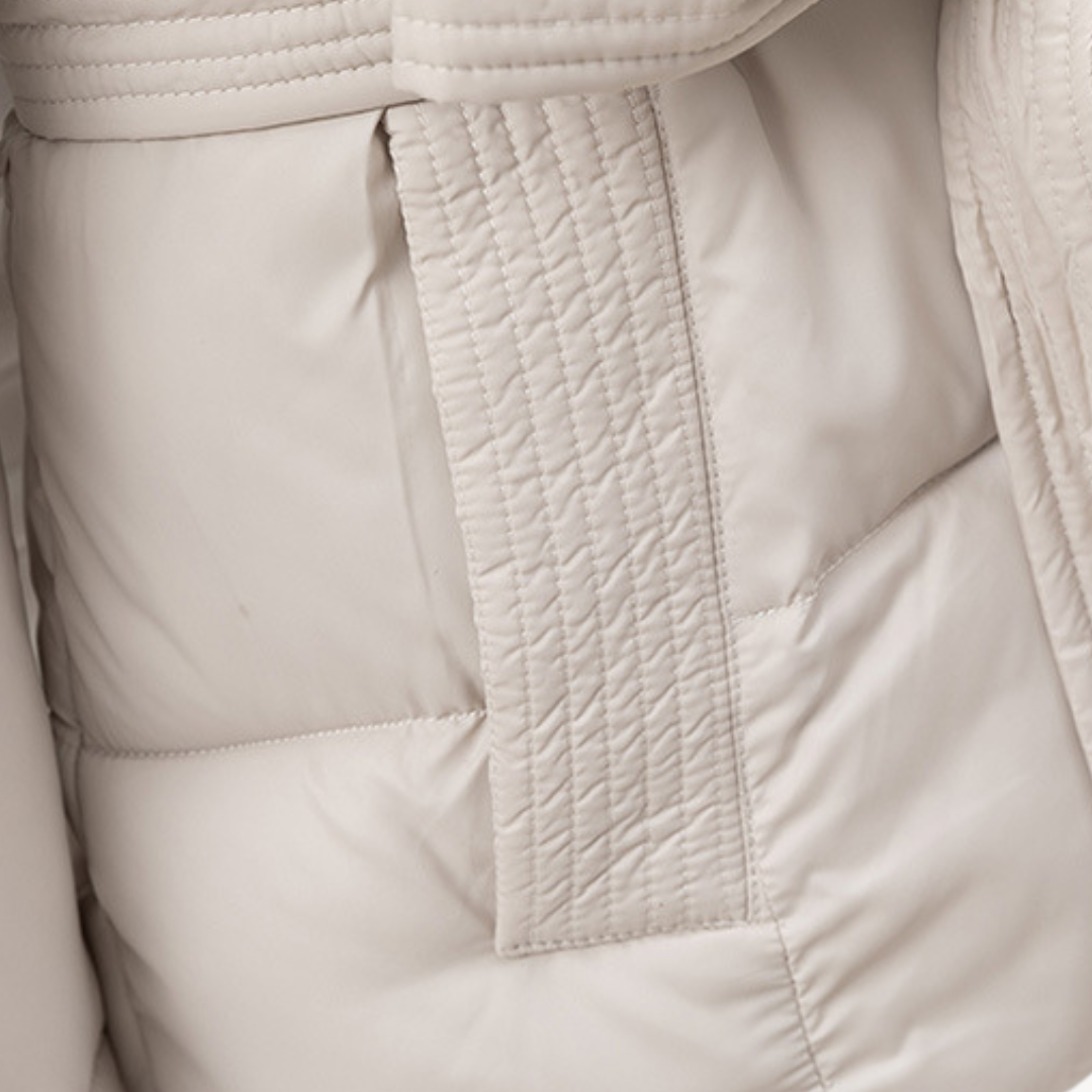 Drune | Damen Pufferjacke mit Kapuze und Gürtel