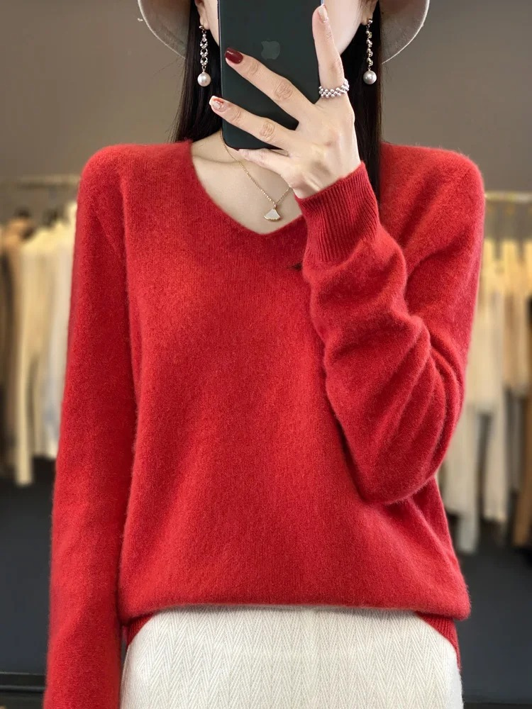 Drune | Cashmere Pullover Damen Eleganter V-ausschnitt, Weich & Komfortabel