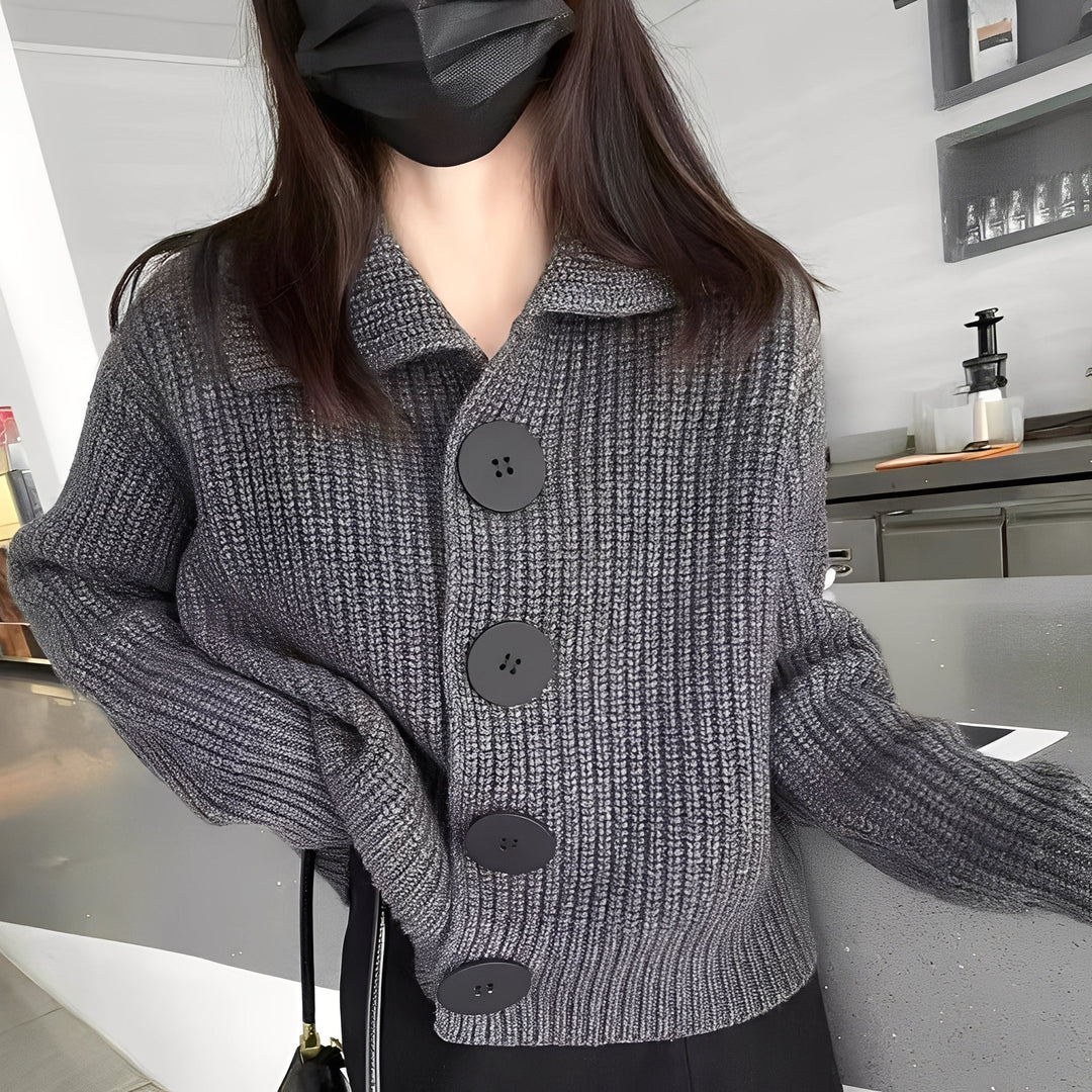 Drune | modischer Cardigan mit großen Knöpfen für Frauen