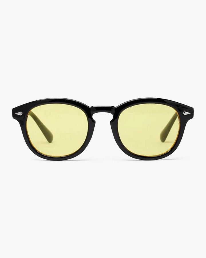 Drune | Schwarzer Rahmen Runde Sonnenbrille Für Männer