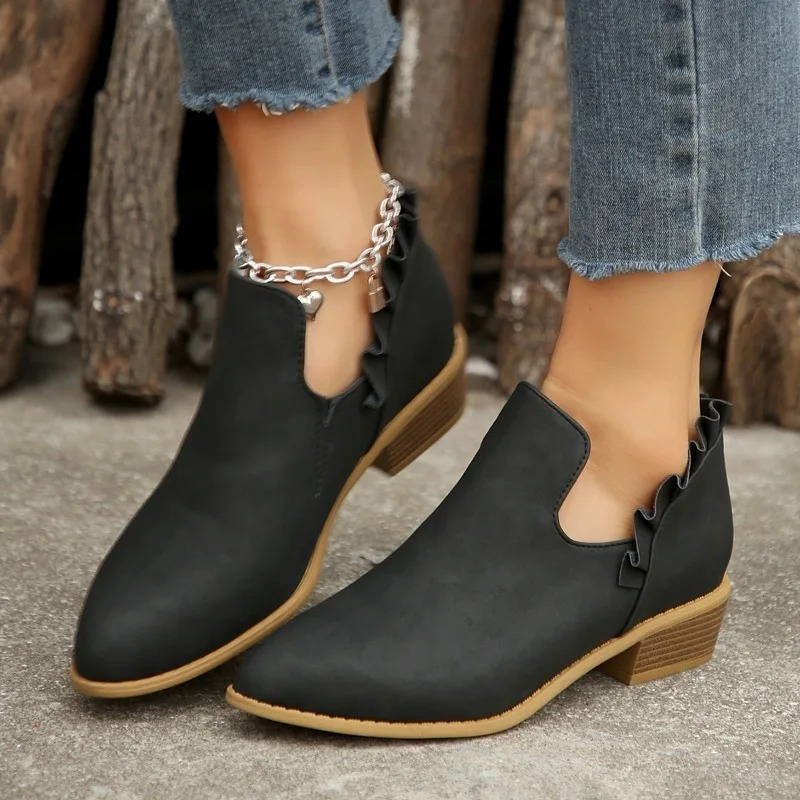 Elina Haltbare und Rutschfeste Stiefelette mit Rüschendetails Drune