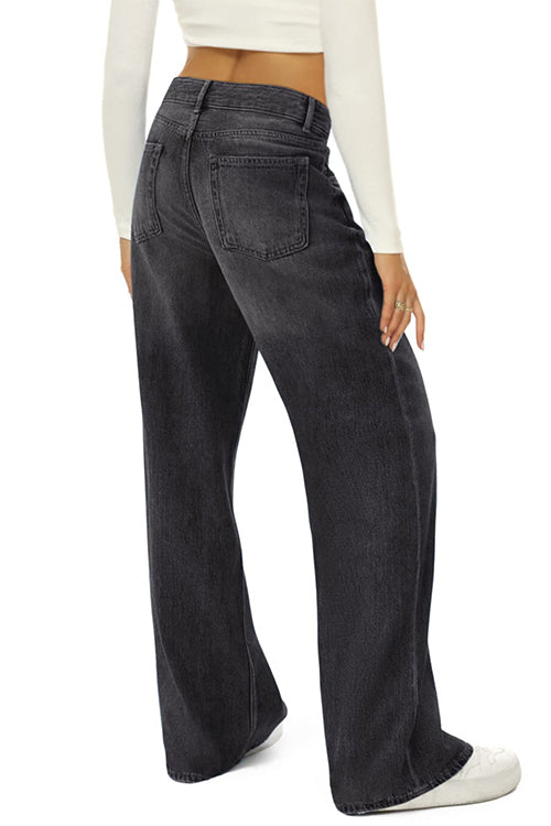Drune | Rosiedress Lässige Weite Beinhosen Aus Zerrissenem Denim