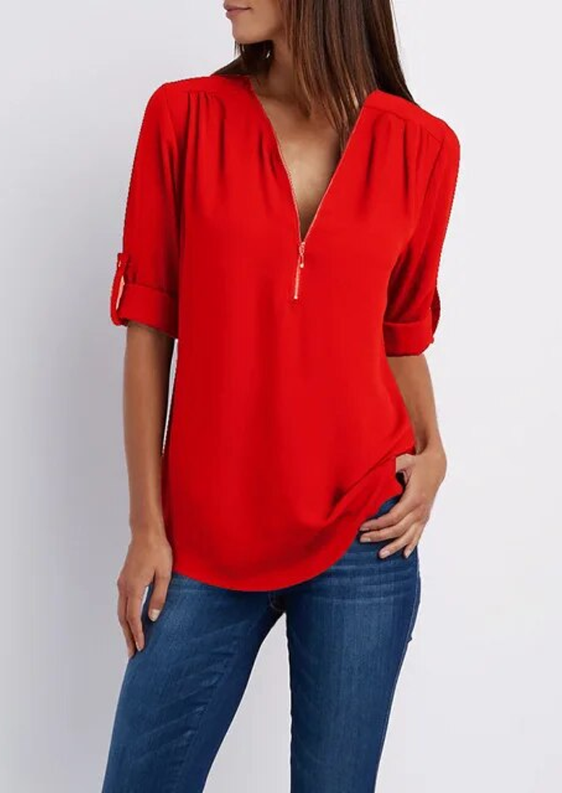 Drune | Chiffonbluse mit Reißverschluss