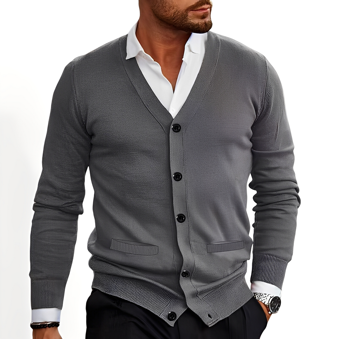 Drune | Eleganter Cardigan mit Knopfblende für Herren