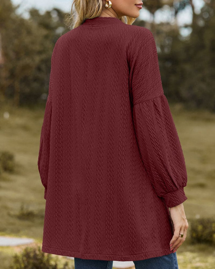 Drune | stilvoller strukturierter Cardigan mit Laternenärmeln