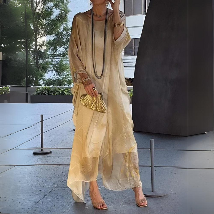 Drune | Elegantes Seiden Chiffon Kleid