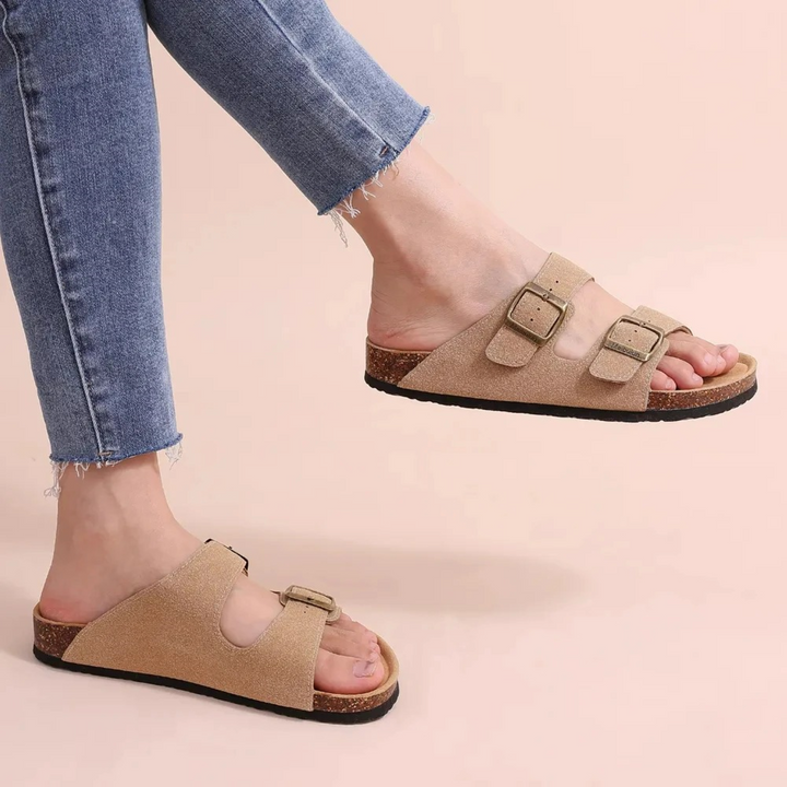 Drune | Wildleder Damen Sandalen Mit Doppeltem Riemen
