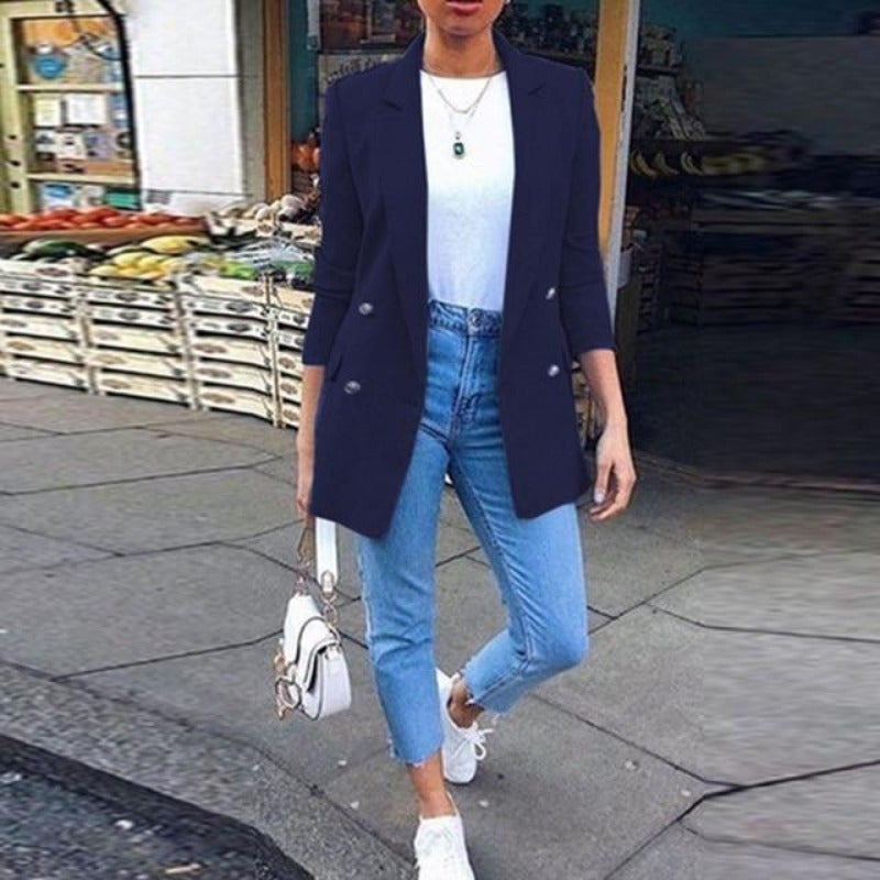 Drune | Damen Blazer Eleganter Longblazer Mit 3/4 Ärmeln, Ideal Für Business Looks
