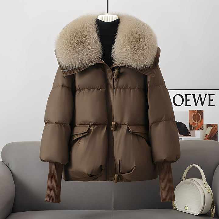 Drune | moderne Windjacke mit Daunen und Pelzkragen für Damen