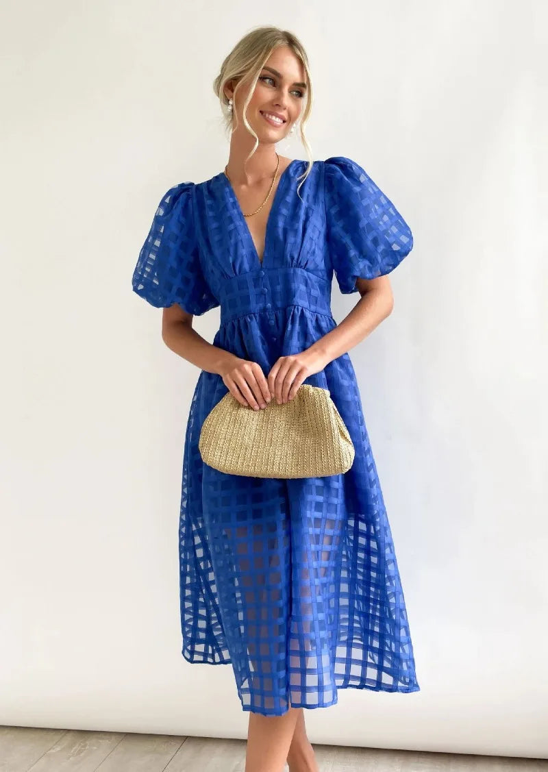 Drune | Puffärmel Midi-Kleid