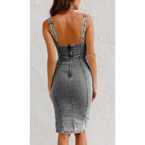 Drune | Denim Kleid mit Enganliegender Passform Die Ein Elegantes Aussehen Sicherstellt