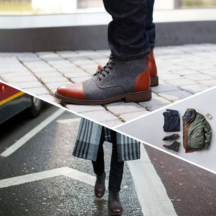 Drune | Stylische Herrenschuhe Stiefel Mit Leder Und Stoffeinsatz