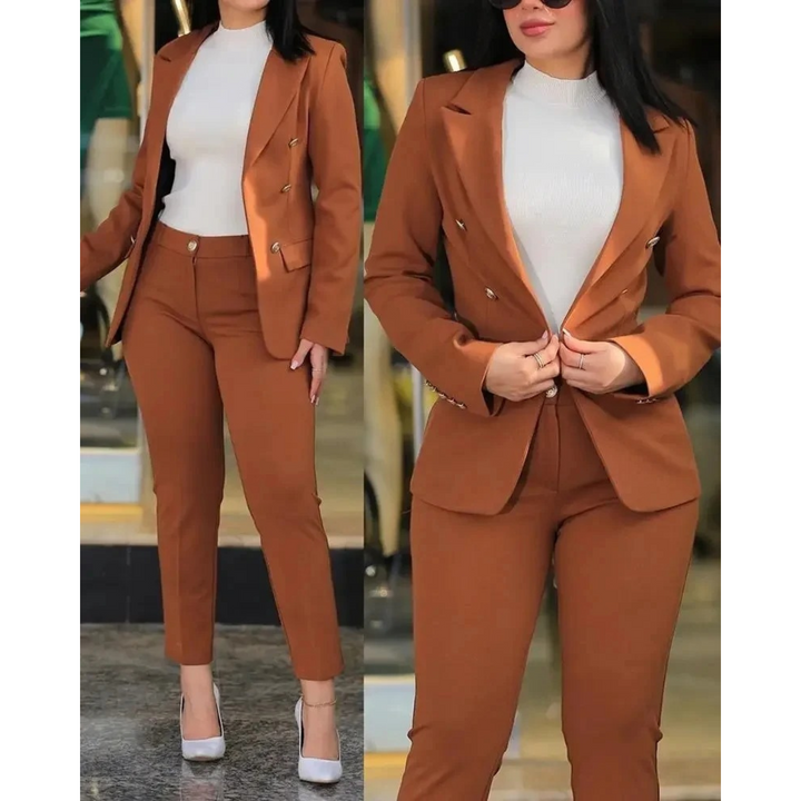 Drune | Doppelknopf Blazer & Hosen Satz Mit Taschen Für Frauen
