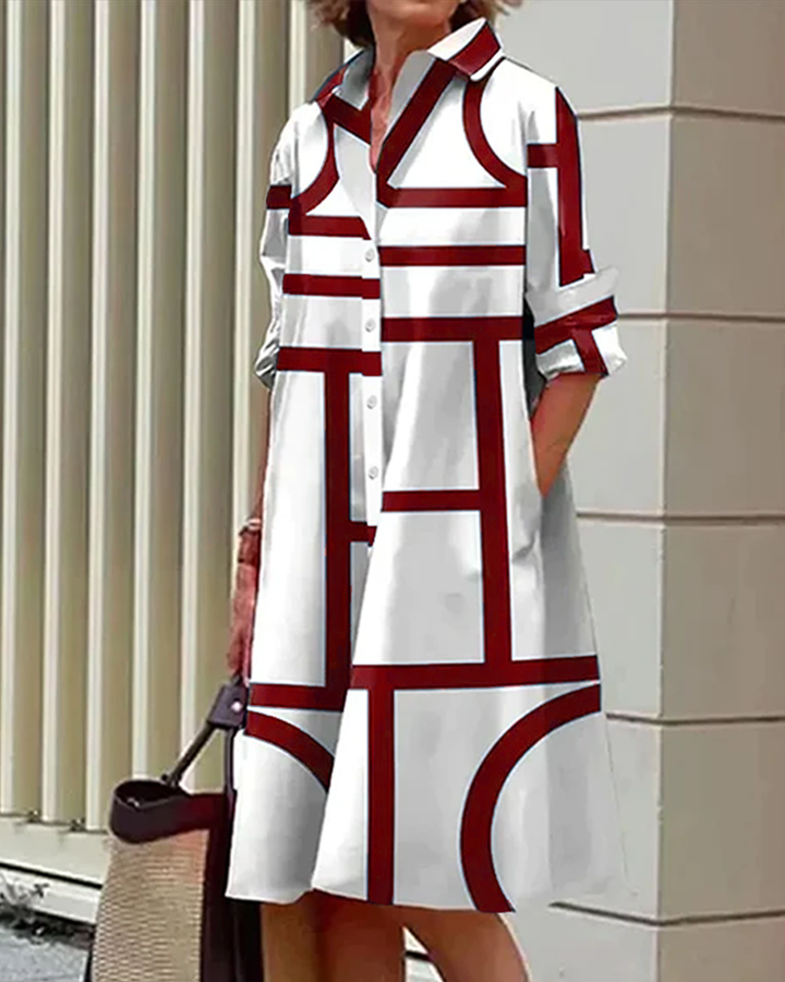 Drune | Kleid mit Taschen und Geometrischem Druck
