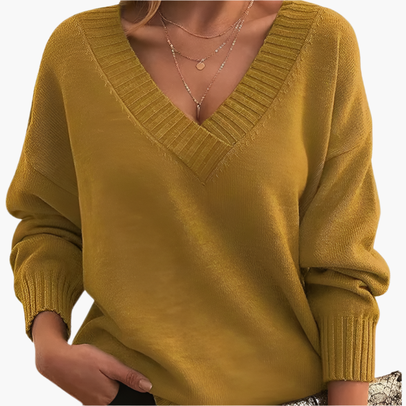 Drune | V-Ausschnitt Pullover - Eleganter Strickpullover im Oversize-Stil für Alltag & Büro