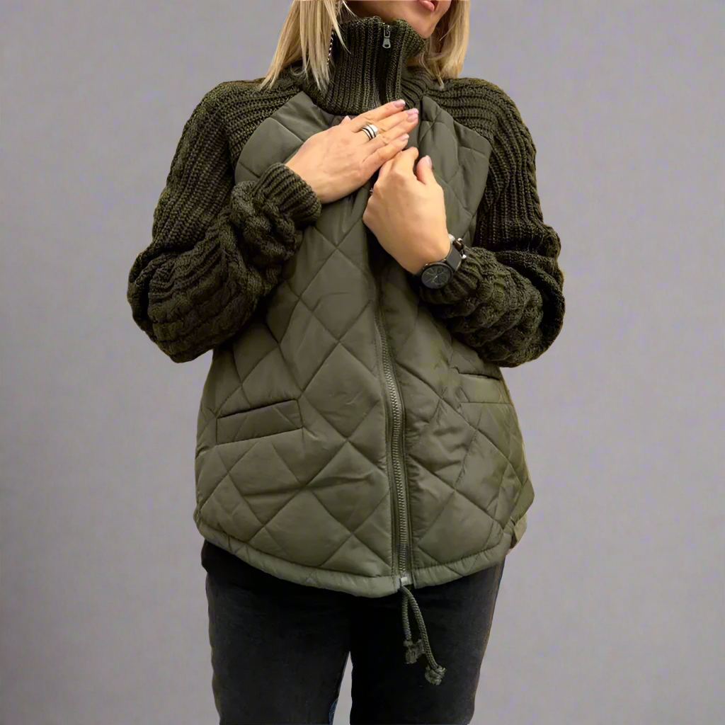 Drune | Damen Gemütliche Gefütterte Jacke Mit Strickärmeln
