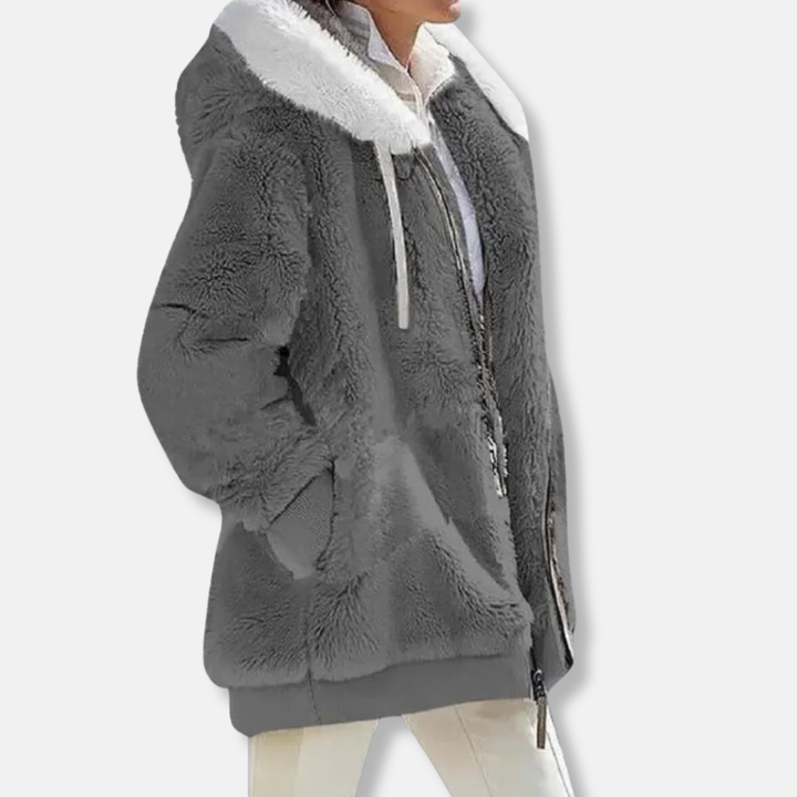 Drune | Fleece Übergroße Fleecejacke - Kapuzen-Reißverschlussjacke