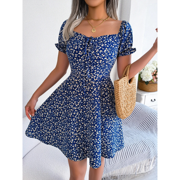 Drune | Sommerkleid mit blumenverzierten Puffärmeln für Damen