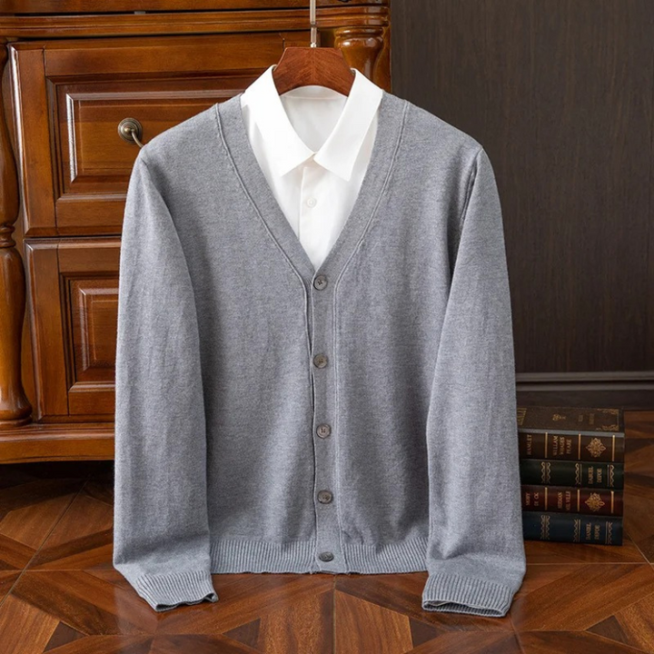 Drune | Herren Strickjacke Mit Knöpfen, Leichtes Material, V-ausschnitt, Klassischer Stil