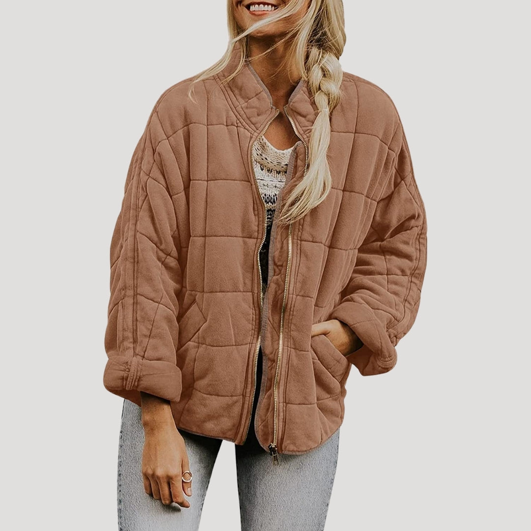Drune | Damen gesteppte oversized Reißverschluss Pufferjacke