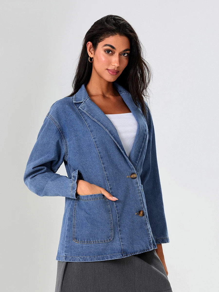 Drune | Denim Blazer mit Klassischer Passform