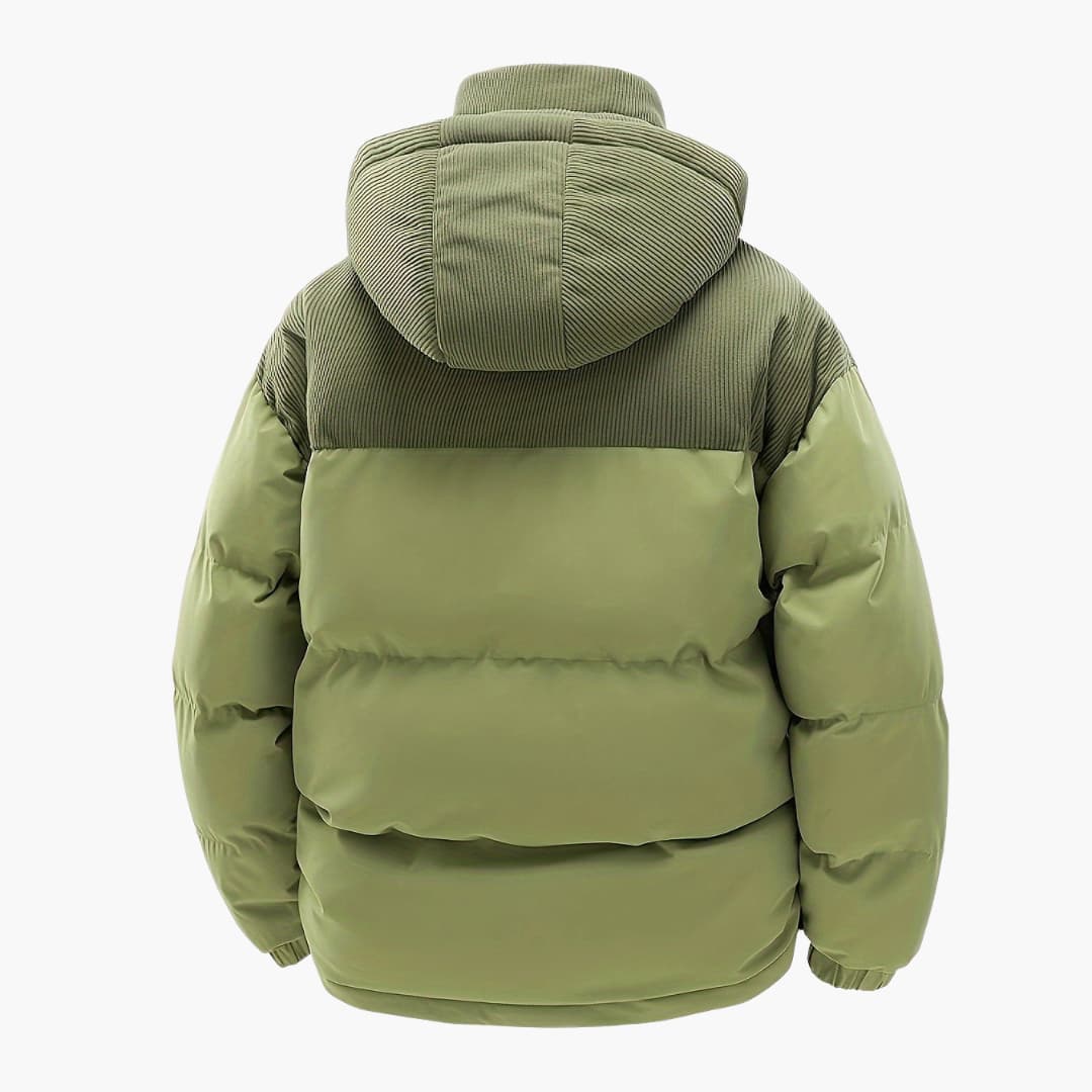 Drune | Casuale Kapuzenjacke mit Puffern und Farbblockdesign