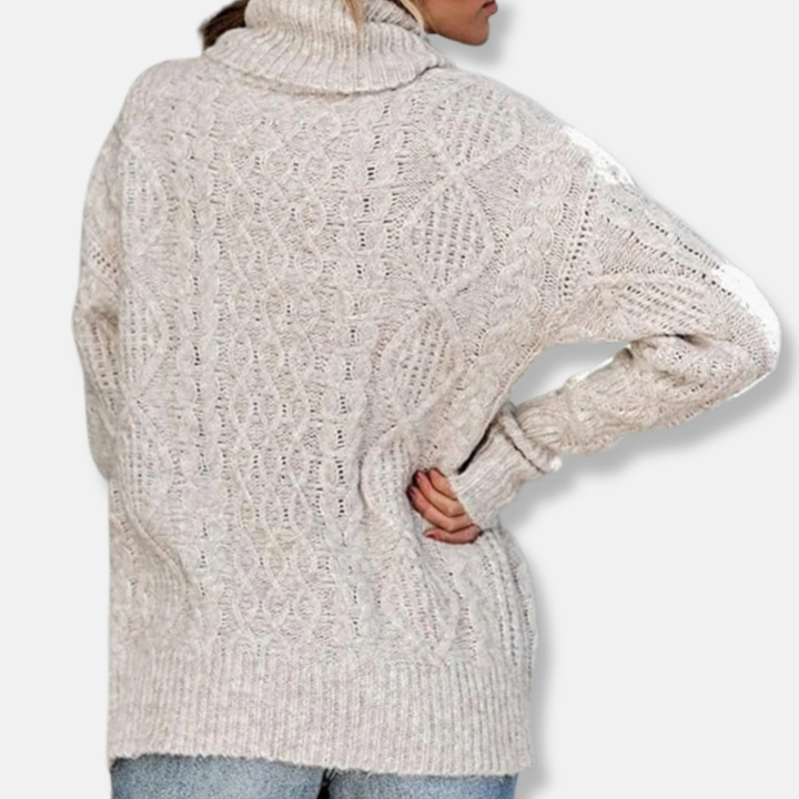 Drune | Rollkragenpullover - Kabelstrick Tunika-Längenpullover