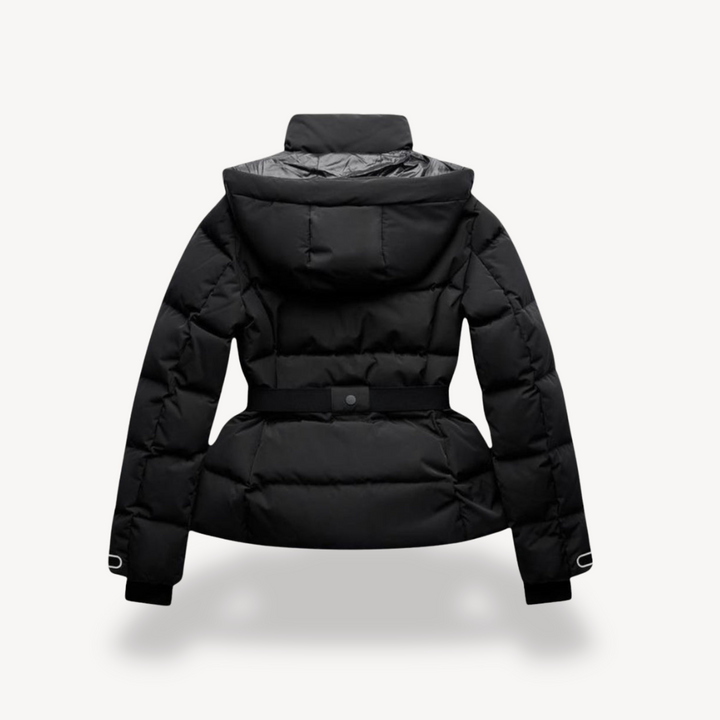Drune | Damen Gepolsterte Daunenjacke mit Kapuze und Gürtel Gemütlicher Stil