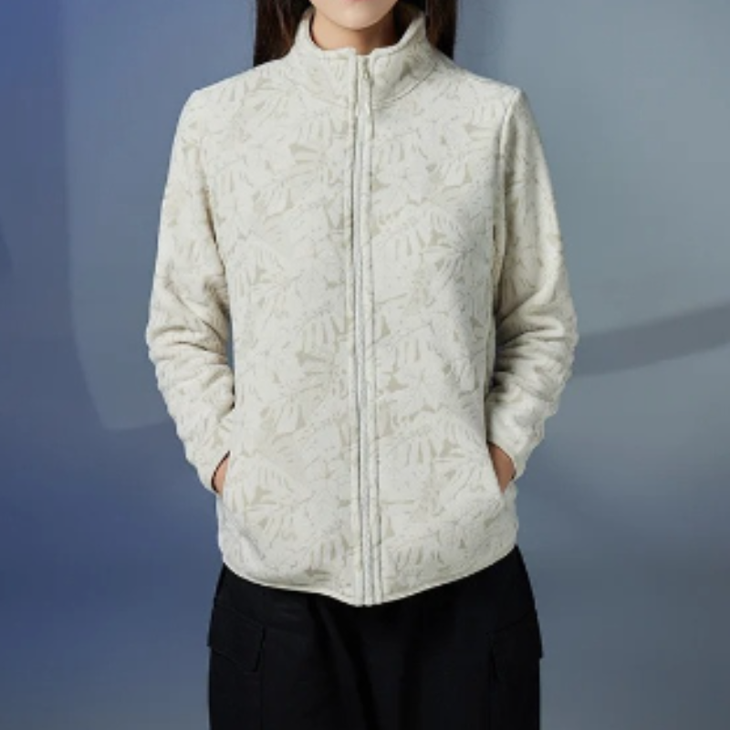 Drune | Damen Fleecejacke mit Blätterdruck