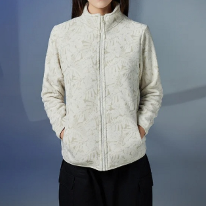 Drune | Damen Fleecejacke mit Blätterdruck