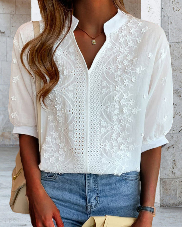 Drune - Weiße Bluse mit Puffärmeln