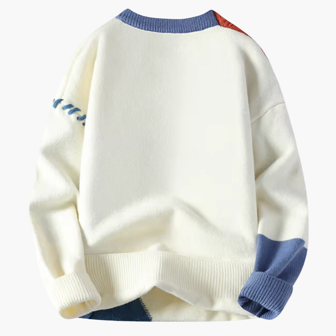 Drune | Patchwork Strickpullover im modernen Design - Perfekt für Herbst und Winter