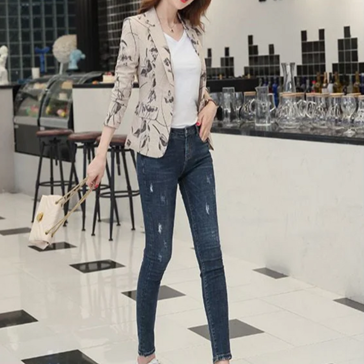 Drune | Damen Blazer mit Blumenmuster Perfekt für Frühling und Sommer