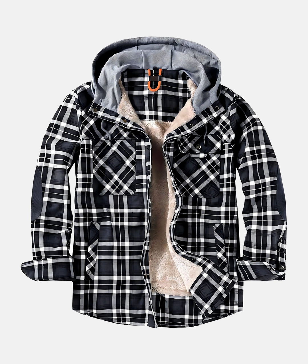 Drune | Kariertes Flanelljacke mit Kapuze und Futter aus Kunstfell