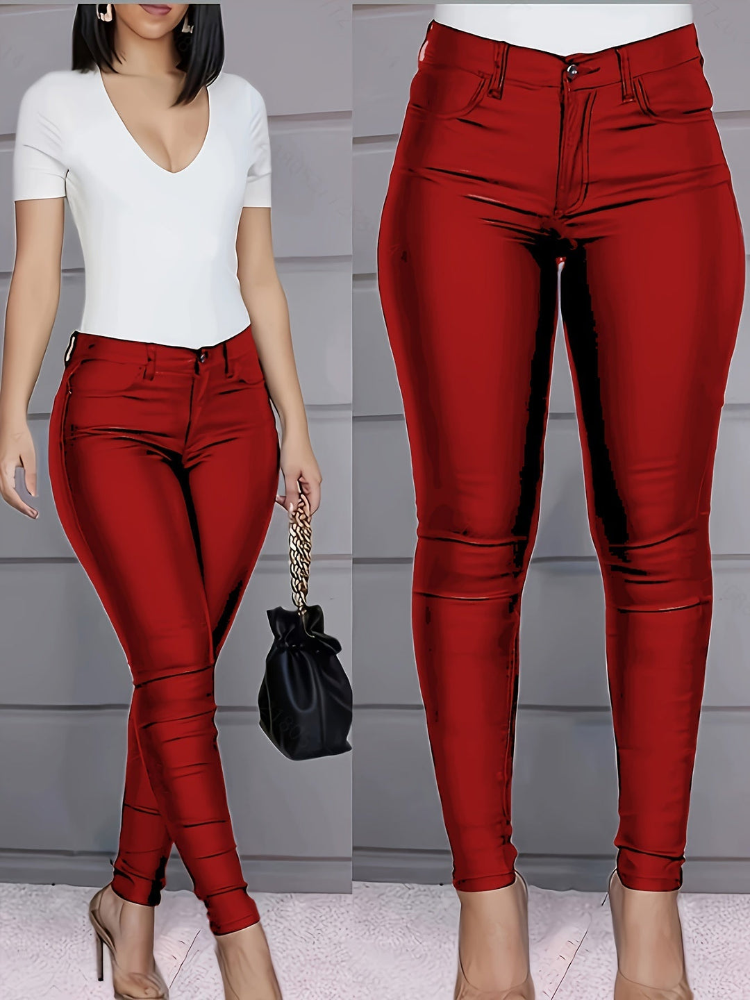 Drune | Beschichtete Skinny Jeans Mit Hoher Taille