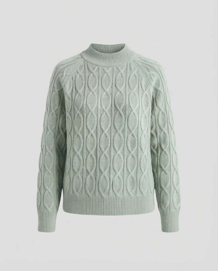 Damen Feinstrick-Pullover mit Zopfmuster und Stehkragen Drune