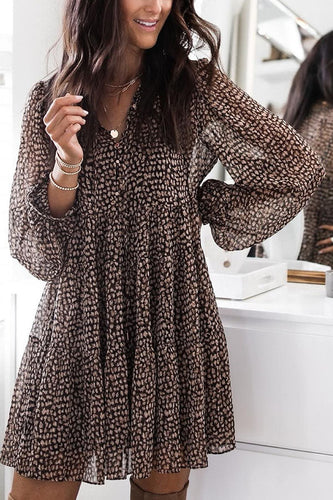 Drune | Traum Tage Leopardenprint Babydoll Mini Kleid