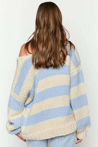 Drune | Gestreifter Strickpullover mit Schulterfreiem Design Schicker Herbstpullover