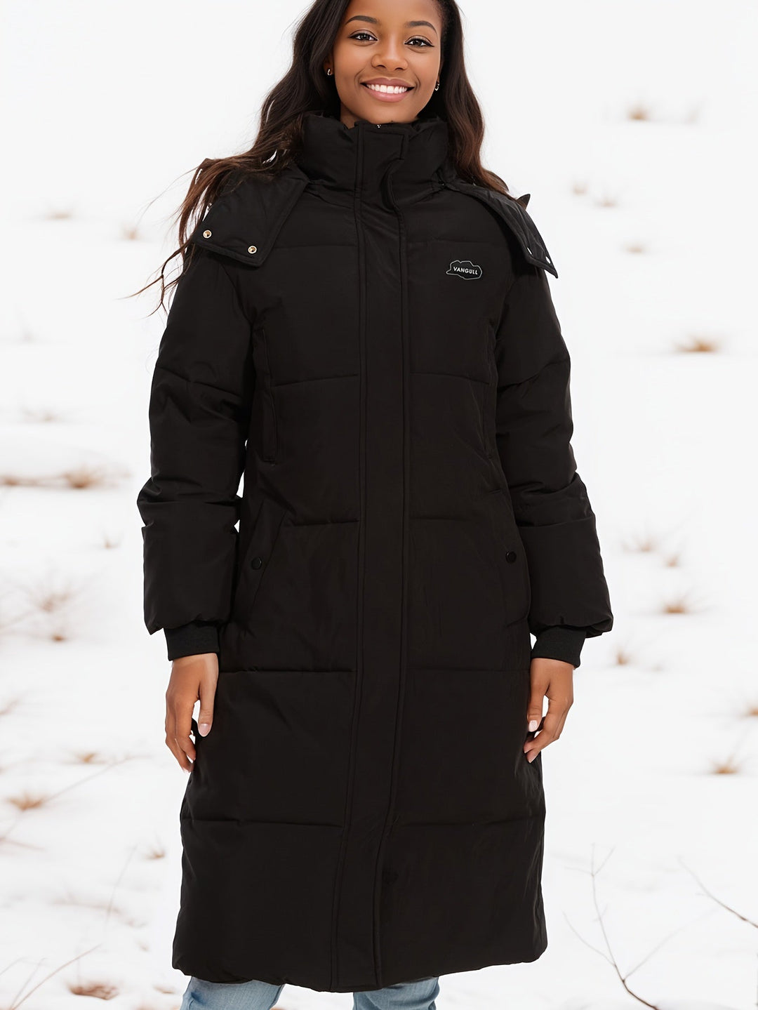Drune | Stylischer schwarzer Parka Wintermantel mit Kapuze und Futter Ideal für Herbst/Winter