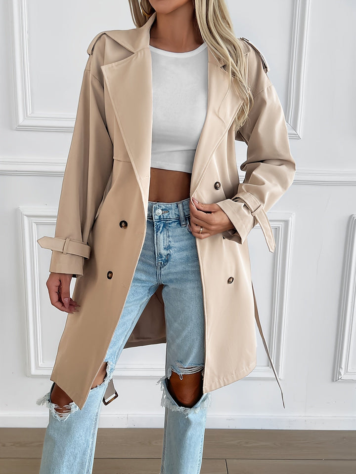 Drune | Gürteltrenchcoat mit langen Ärmeln für Frauen Perfekt für den Alltag