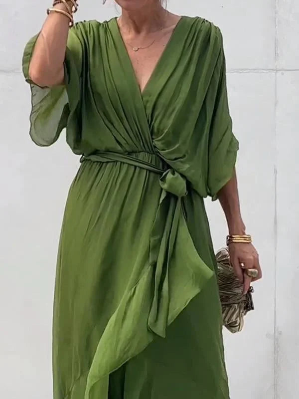 Drune | stilvolles und elegantes Chiffonkleid mit V-Ausschnitt