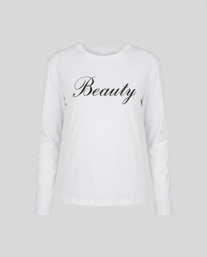 Damen langärmliges leichtes Oversize-Shirt mit Script-Print und Rundhalsausschnitt Drune